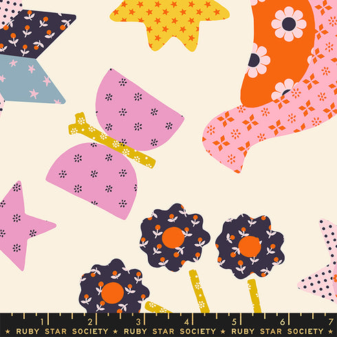 Meadow Star Applique Menagerie in Daisy - Ruby Star Society Sold by the **Yard**